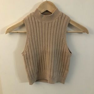 Tan Sleeveless Crop Top